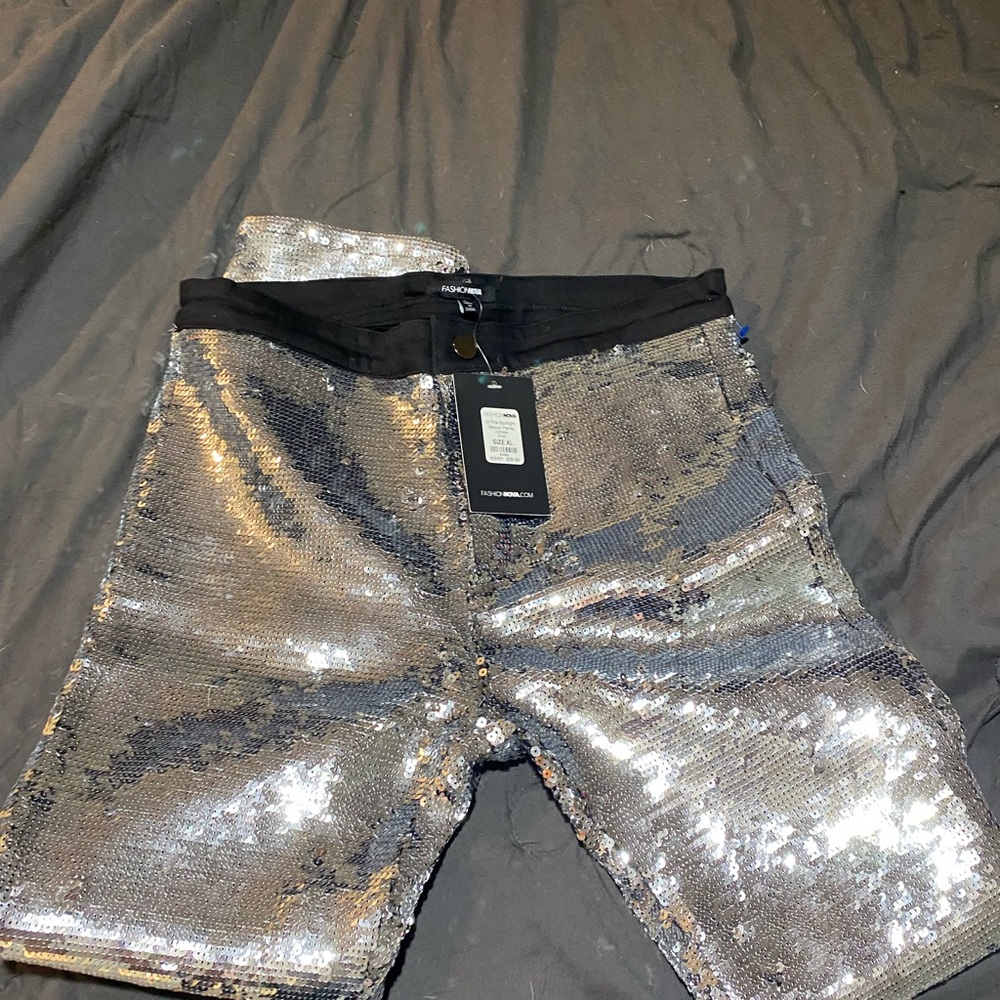 Fashion Nova Silver Sequin Pants